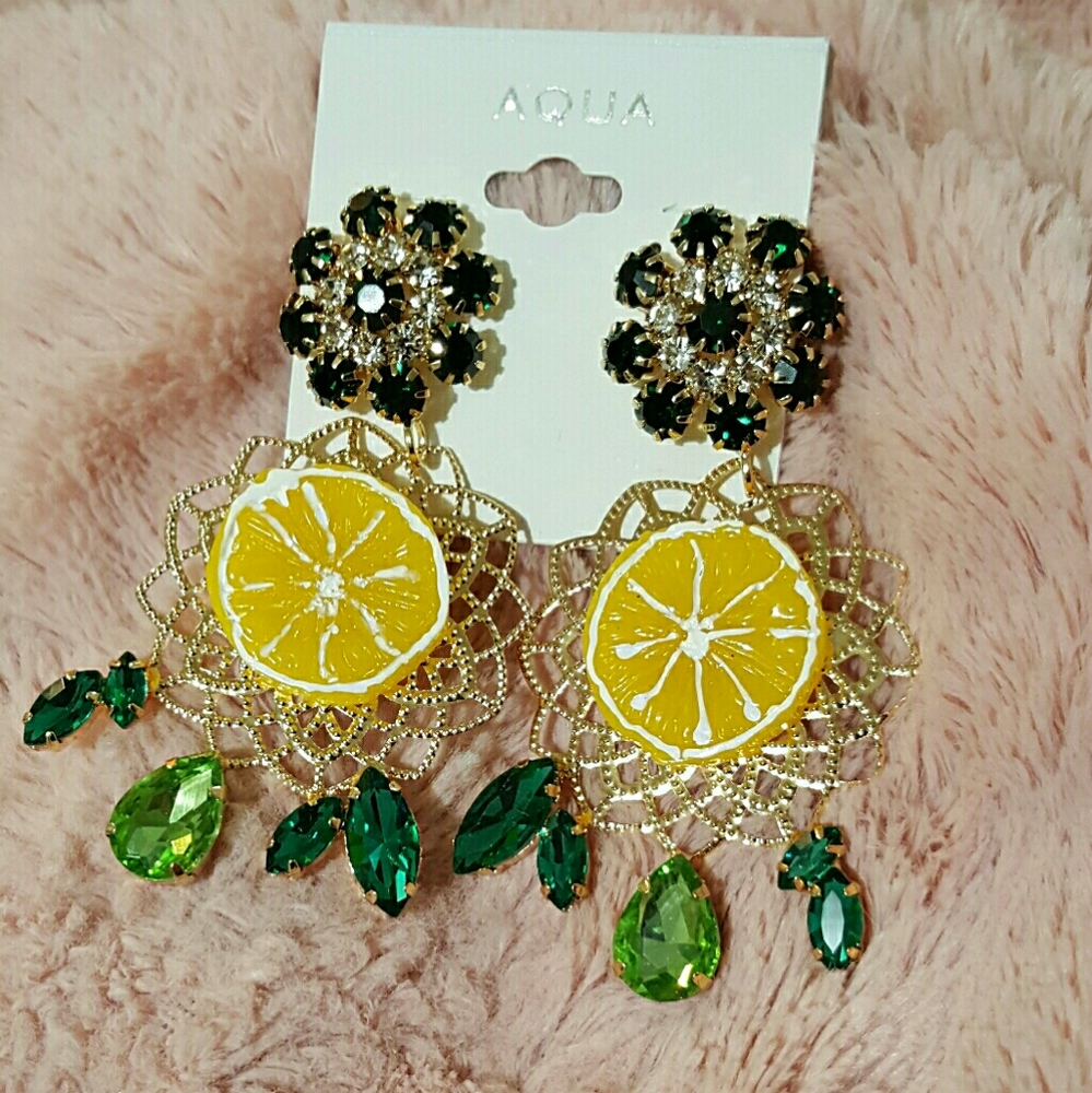 Aqua lemon earrings